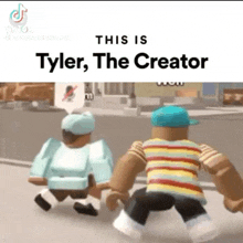 this is tyler , the creator , a video of two roblox characters holding hands .