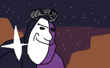 a drawing of a man with horns and a crown on his head