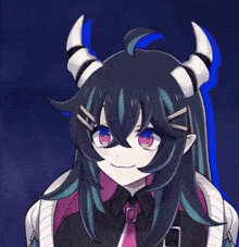 a drawing of a girl with horns and a tie