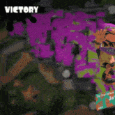 a cartoon character in a video game with the words victory above him