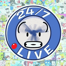 a logo for 24/7 live with a fan in the middle