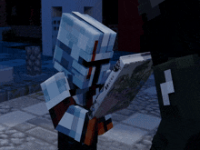 a minecraft character is reading a book called art ix