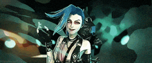 a drawing of jinx from league of legends is displayed