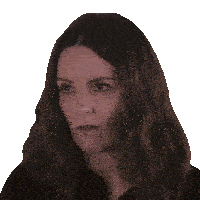 a woman with long brown hair looks up at something
