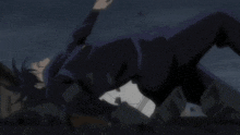 a cartoon character is laying on the ground with a white hat on his head