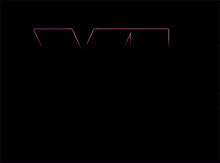 a purple letter vi is lit up on a black background