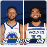a golden state warriors player and a wolves player are shown side by side