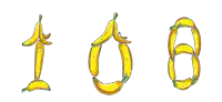 the numbers 1 through 6 are made from bananas