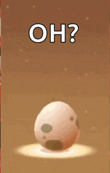 a picture of a cracked egg with the words oh written above it