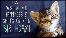 tia wishing you happiness and smiles on your birthday card