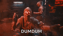 a video game character with the word dumdum written on the bottom