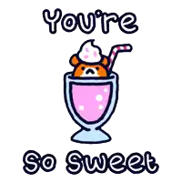 a cartoon of a milkshake with the words " you 're so sweet "