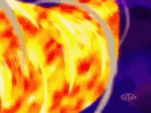 a cartoon drawing of a fireball with a teletoon logo on the bottom