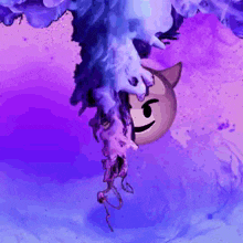 a devil emoji is surrounded by purple ink