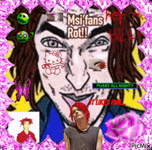 a picture of a man with red hair and the words msi fans rot written on it