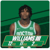 a boston williams iii basketball player has 12 pts 11 reb and 2 assists