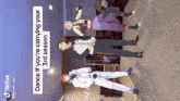 a group of anime characters standing next to each other with the caption " dance if you 're carrying your 3rd season " .