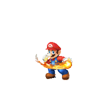 a cartoon character named mario is holding a fireball