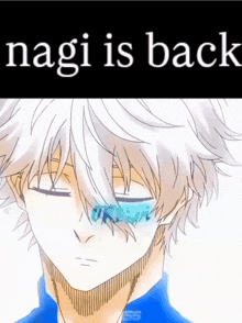 a drawing of a person with the words nagi is back on the bottom
