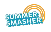 a summer smasher logo with a rainbow in the background