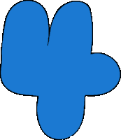 a cartoon drawing of a blue number four