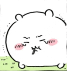a drawing of a hamster with a pink nose and mouth .