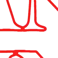 a drawing of the letter a and n in red on a white background