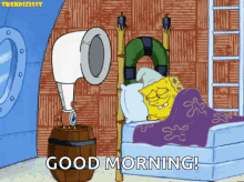 tired wake up spongebob good morning morning