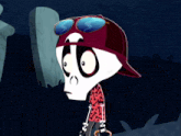 a cartoon skeleton wearing sunglasses and a hat