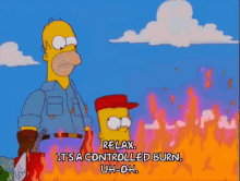 the simpsons bart homer fire flames