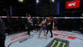 a fighter in a ufc ring with a budweiser and espn advertisement