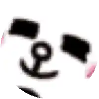 a close up of a panda 's face with a speech bubble .