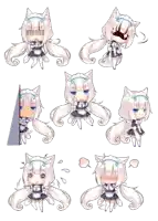 a drawing of a cat girl with various expressions