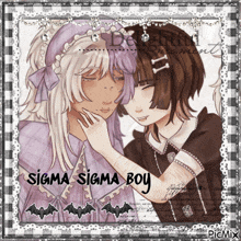 a picture of a girl and a boy with the words sigma sigma boy