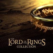 a poster for the lord of the rings collection shows a ring on a map .