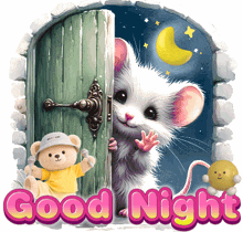a picture of a teddy bear and a mouse with the words good night