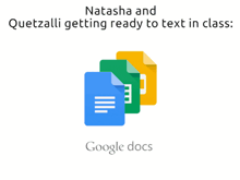natasha and quetzali getting ready to text in classes