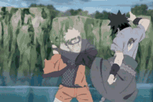 naruto and sasuke are fighting in a cartoon scene