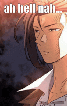 a picture of a man with a bandage on his face and the words ah hell nah