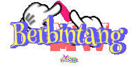the word berbintang is on a white background with a heart in the background