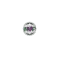 a circle with a purple heart in the middle of it