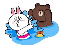 Water Fight Mocha Bear Sticker - Water Fight Mocha Bear Rabbit And Bear Stickers