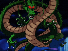 a cartoon dragon with red eyes and sharp claws