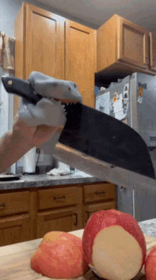 Shark Puppet Chopping GIF - Shark Puppet Chopping Apples GIFs