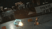 a lightning bolt is being thrown at a person in a robot costume