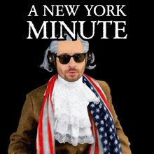 a poster for a new york minute shows a man in a wig and sunglasses