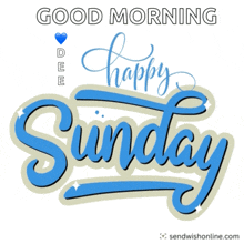 a blue and white sign that says good morning happy sunday on it