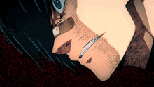 a close up of a person 's face with a bandage on their face