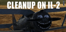 a plane with a smiley face painted on it is sitting on the ground .