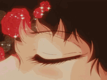 romantic aesthetic anime eyes roses